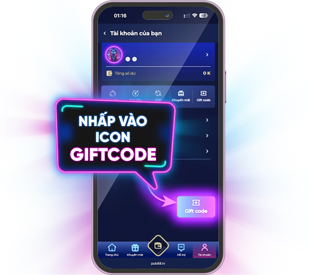 Nhấp vào icon Giftcode