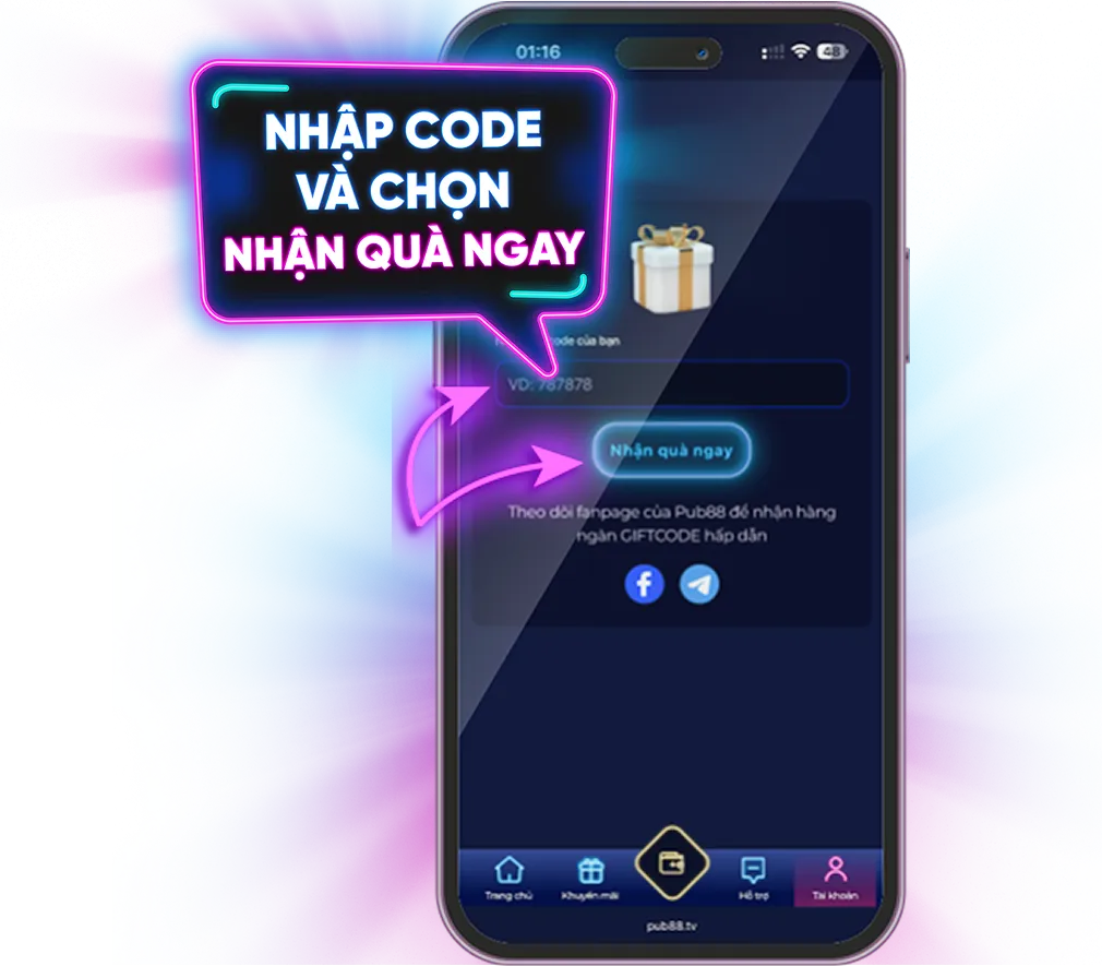 Nhập code và nhận quà